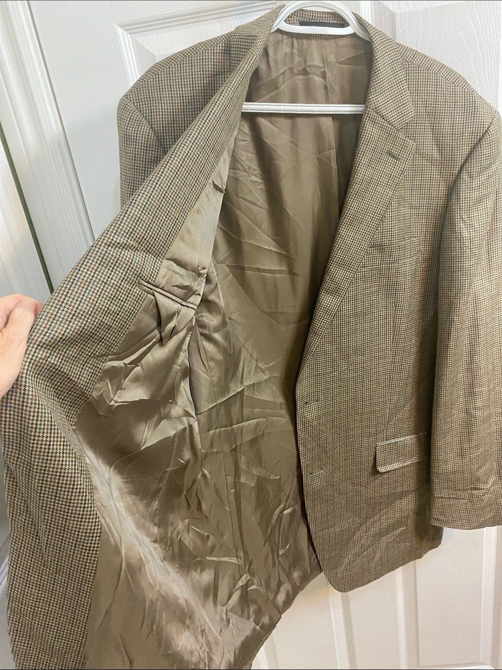 Lauren Ralph Lauren Brown Houndstooth Wool Silk Blazer Men Size 42L Luxury Bloke - Picture 5 of 9